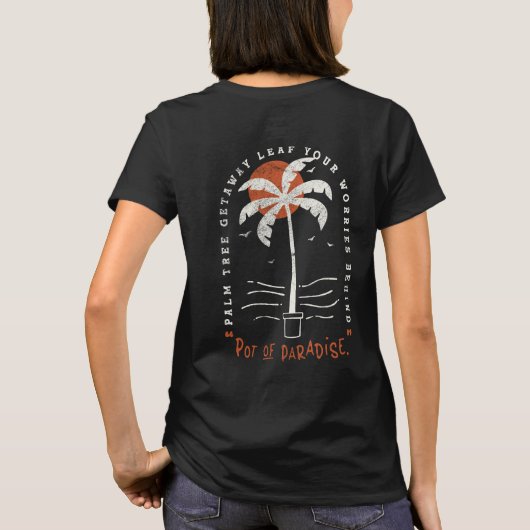 Tropische Palm Beach Vibes Zomer Zon Retro T-shirt (Achterkant)