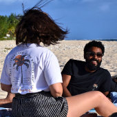 Tropische Palm Beach Vibes Zomer Zon Retro T-shirt