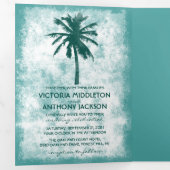 Tropische Palm Beach Wedding Suite Drieluik Uitnodiging (Binnenzijde eerst)