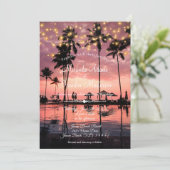Tropische Palm Beach Zomer Zonsondergang Huwelijk Kaart (Staand voorkant)