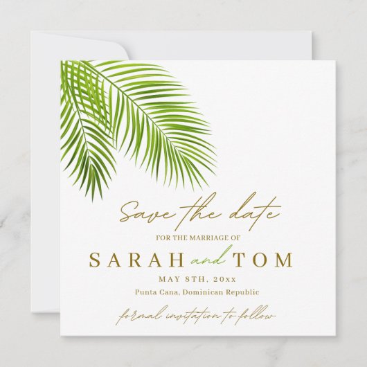 Tropische palm Bewaar de datum Kaart (Voorkant)
