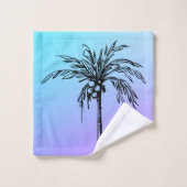 Tropische palm Black Blue Paars Sky Bad Handdoek (Wasdoekje)
