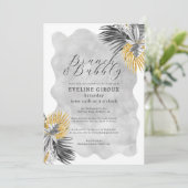 Tropische palm Black White Gold Brunch Bubble Kaart (Staand voorkant)