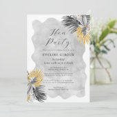 Tropische palm Black White Gold Hen Party Kaart (Staand voorkant)