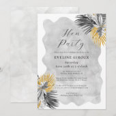 Tropische palm Black White Gold Hen Party Kaart (Voorkant / Achterkant)