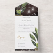 TROPISCHE PALM BLADEERIGE SLINGERLICHTEN TROUW  ALL IN ONE UITNODIGING (Binnen)