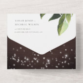 TROPISCHE PALM BLADEERIGE SLINGERLICHTEN TROUW  ALL IN ONE UITNODIGING (Achterkant)