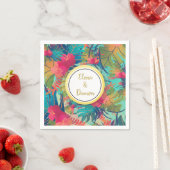 Tropische Palm Bladeren Zomer Trouwpapier Servet (Insitu)
