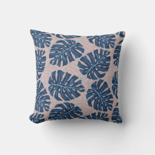 Tropische Palm Blauw Grijs Kussen