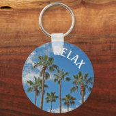Tropische palm Blauwe hemel Paradise Sleutelhanger (Voorkant)