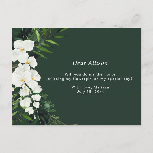 tropische palm bloem zal jij mijn bloemenmeisje zi uitnodiging briefkaart (Achterkant)