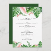 Tropische Palm Bloemen Waterverf Luau Wedding Menu (Voorkant / Achterkant)