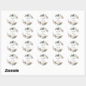 Tropische palm bloemenbloesem groen Boho-envelop Ronde Sticker (Vel)