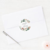 Tropische palm bloemenbloesem groen Boho-envelop Ronde Sticker (Envelop)