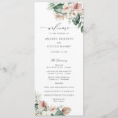 Tropische palm bloemenblos groen bruiloft programmakaart (Voorkant)