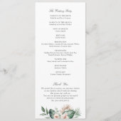 Tropische palm bloemenblos groen bruiloft programmakaart (Achterkant)