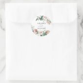 Tropische palm bloemige blos groen boho envelop ronde sticker (Tas)