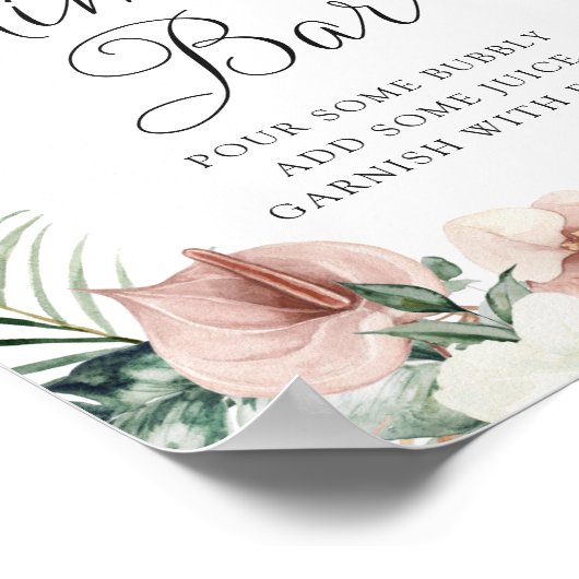 Tropische Palm Bloesem Bruiloft Mimosa Bar Teken Poster (Hoek)