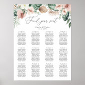 Tropische Palm Blozend Bruiloft Zitkaarten Poster (Voorkant)