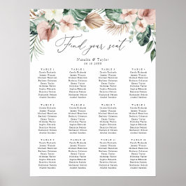 Tropische Palm Blozend Bruiloft Zitkaarten Poster