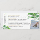 Tropische palm boarding Pass Photo Save the Date Aankondiging (Achterkant)