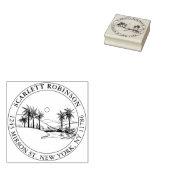 Tropische palm-Boom Aangepaste retouradres  Rubberstempel (Gestempeld)