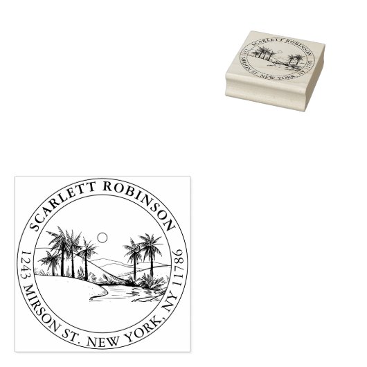 Tropische palm-Boom Aangepaste retouradres  Rubberstempel (Gestempeld)