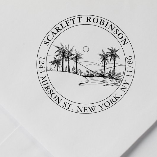 Tropische palm-Boom Aangepaste retouradres  Rubberstempel