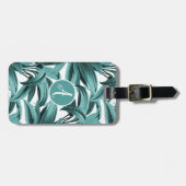  tropische palm Botanische Waterverf Blauwgroen Bagagelabel (Voorkant horizontaal)