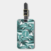  tropische palm Botanische Waterverf Blauwgroen Bagagelabel (Voorkant verticaal)