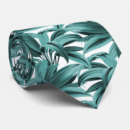  tropische palm Botanische Waterverf Blauwgroen Stropdas