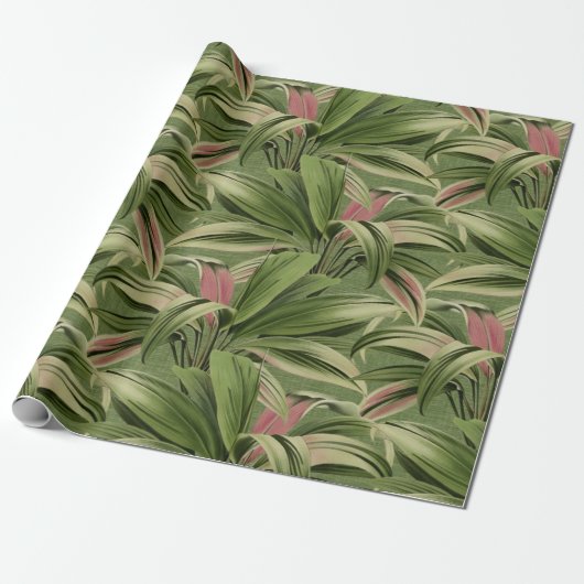  tropische palm Botanische Waterverf Groen Cadeaupapier (Uitgerold)