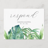 Tropische Palm Bruiloft Maaltijd Keuze RSVP Briefkaart (Voorkant)