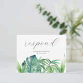 Tropische Palm Bruiloft Maaltijd Keuze RSVP Briefkaart (Staand voorkant)