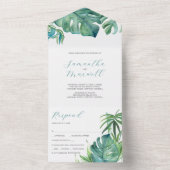 Tropische Palm Bruiloft Modern Alles In Een Uitnod All In One Uitnodiging (Binnen)