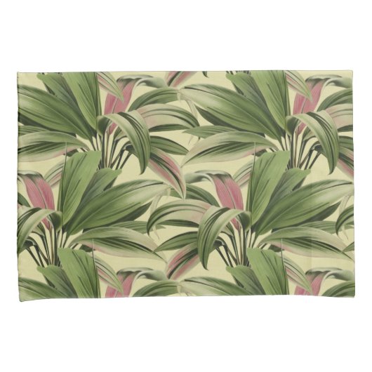 Tropische palm crème kussensloop (Voorkant-Rechts)