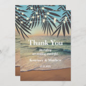 Tropische palm Custom Weddenband Beach String Ligh Bedankkaart (Voorkant / Achterkant)