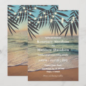 Tropische palm Custom Weddenband Beach String Ligh Kaart (Voorkant / Achterkant)