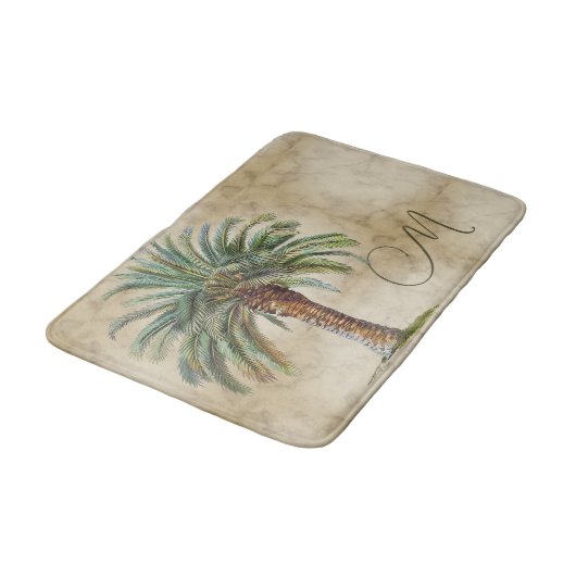 Tropische Palm Date Tree Monogram Badmat (Gekanteld)