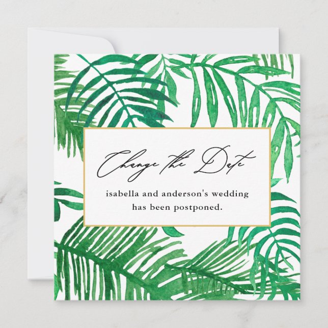 Tropische Palm Datum Wijzigen Uitstel Huwelijk (Voorkant)
