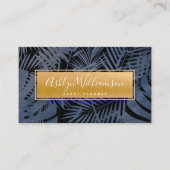 Tropische palm elegante marine gouden script typog visitekaartje (Voorkant)