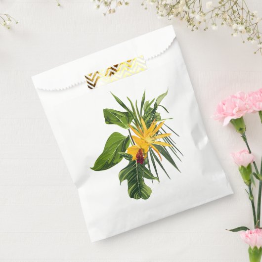 Tropische palm en bloemen samenstelling. bedankzakje (Gezegeld)