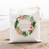 Tropische palm en gepersonaliseerde bloem Bridesma Tote Bag