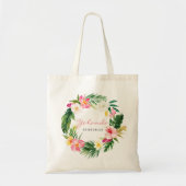 Tropische palm en gepersonaliseerde bloem Bridesma Tote Bag (Voorkant)