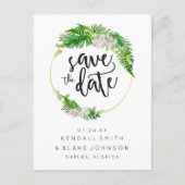 Tropische palm en groen krans Save the Date Aankondigingskaart (Voorkant)