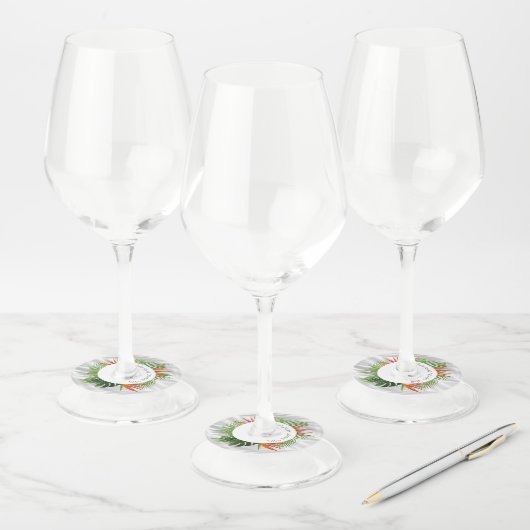 Tropische Palm en Leaf wijnglas Labels met Vibran (Set)