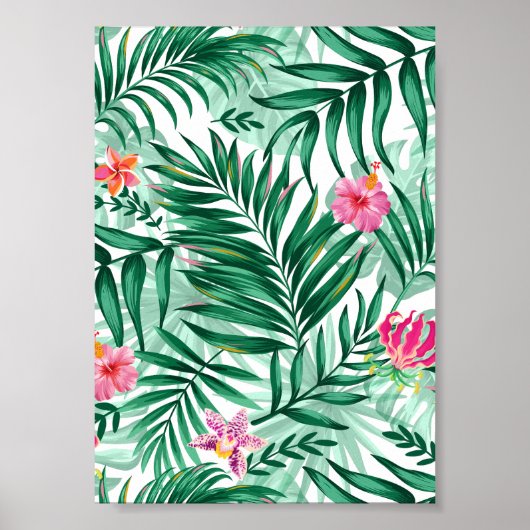 Tropische palm en monstera-bladeren & exotische bl poster (Voorkant)