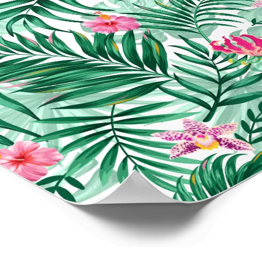 Tropische palm en monstera-bladeren & exotische bl poster (Hoek)