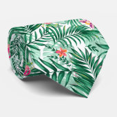 Tropische palm en monstera-bladeren & exotische bl stropdas (Opgerold)