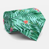 Tropische palm en monstera-bladeren & exotische bl stropdas (Opgerold)